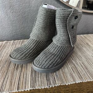 BRAND NEW UGG Cozy Gray Knit Button Boots for women